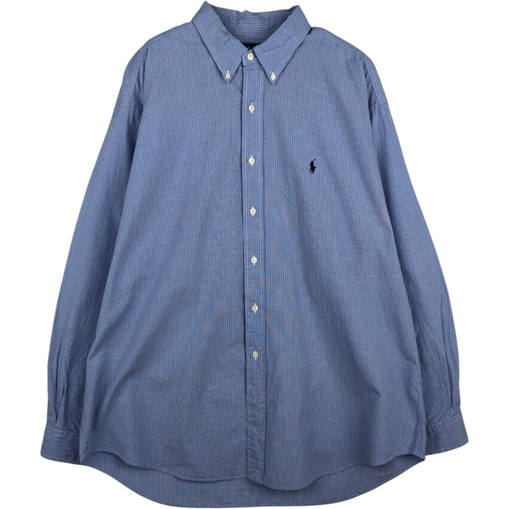 Ralph Lauren BLAKE long sleeve button down check shirt, men's XL size cotton Blue type light blue Vintage Second Hand