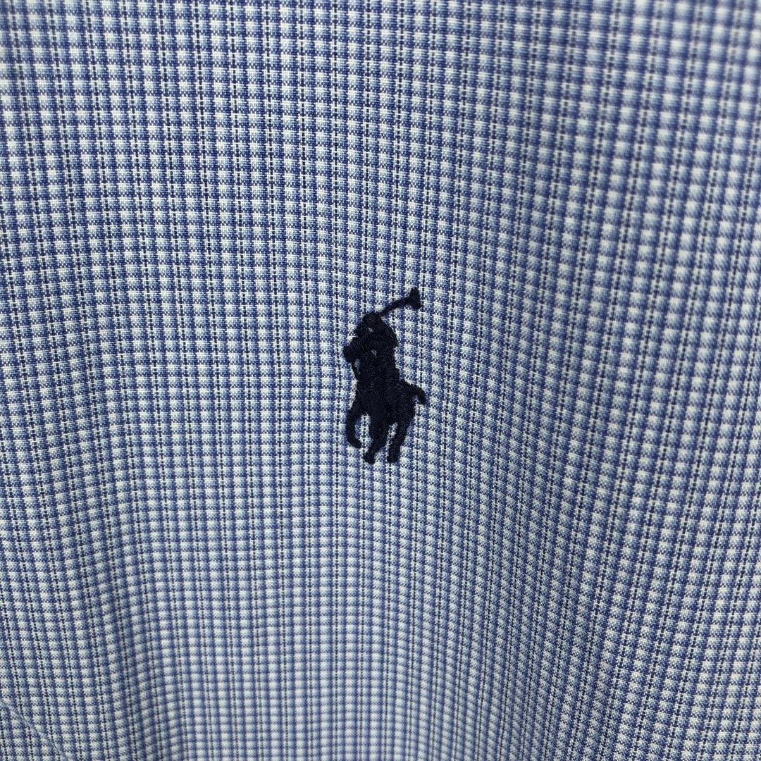 Ralph Lauren BLAKE long sleeve button down check shirt, men's XL size cotton Blue type light blue Vintage Second Hand