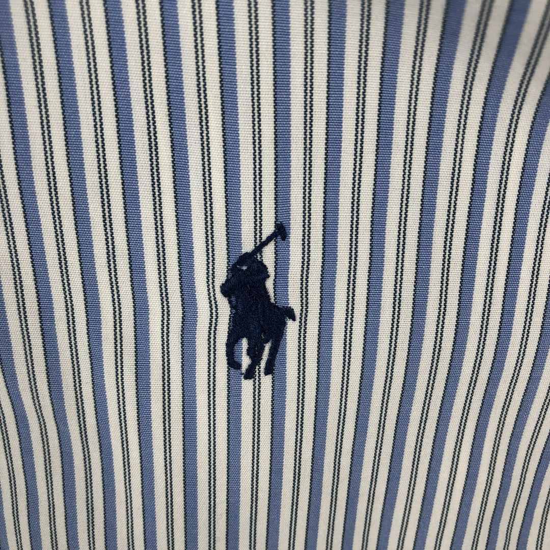 Ralph Lauren Classic Fit Multi-Stripe Long Sleeve Button-Down Striped Shirt, Men's Size L cotton white type Vintage Second Hand