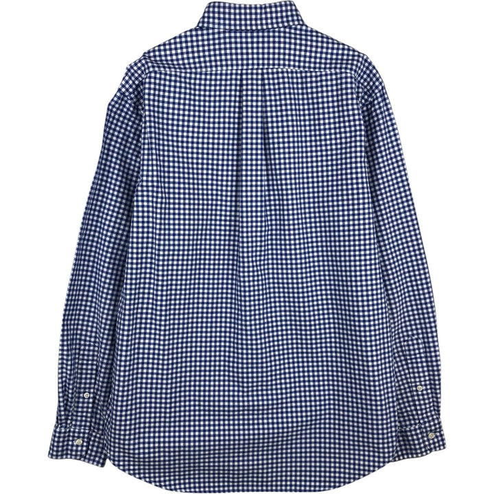 Ralph Lauren Gingham Check Long Sleeve Button-Down Check Shirt, Men's Size L cotton blue type Vintage Second Hand