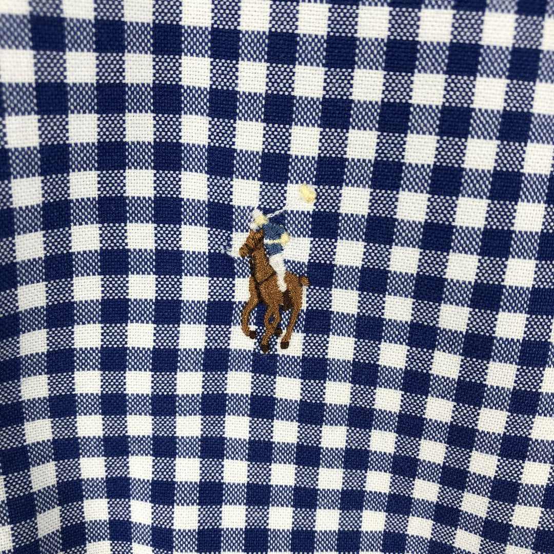 Ralph Lauren Gingham Check Long Sleeve Button-Down Check Shirt, Men's Size L cotton blue type Vintage Second Hand