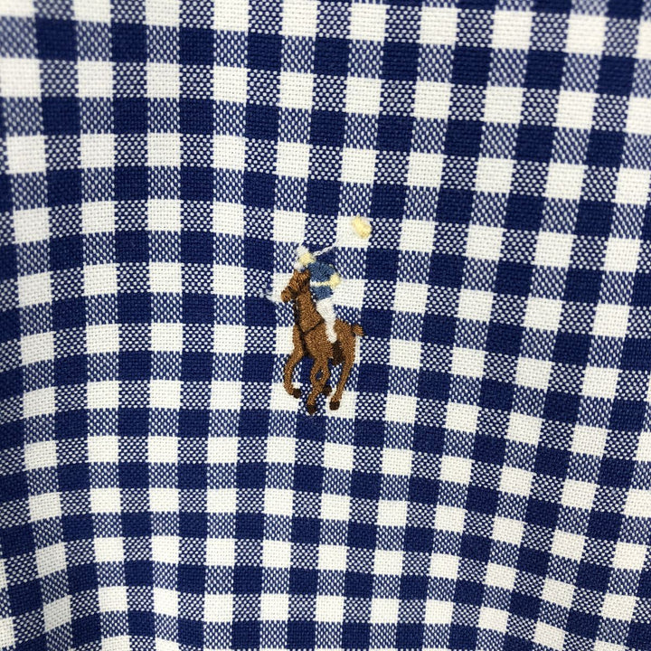 Ralph Lauren Gingham Check Long Sleeve Button-Down Check Shirt, Men's Size L cotton blue type Vintage Second Hand