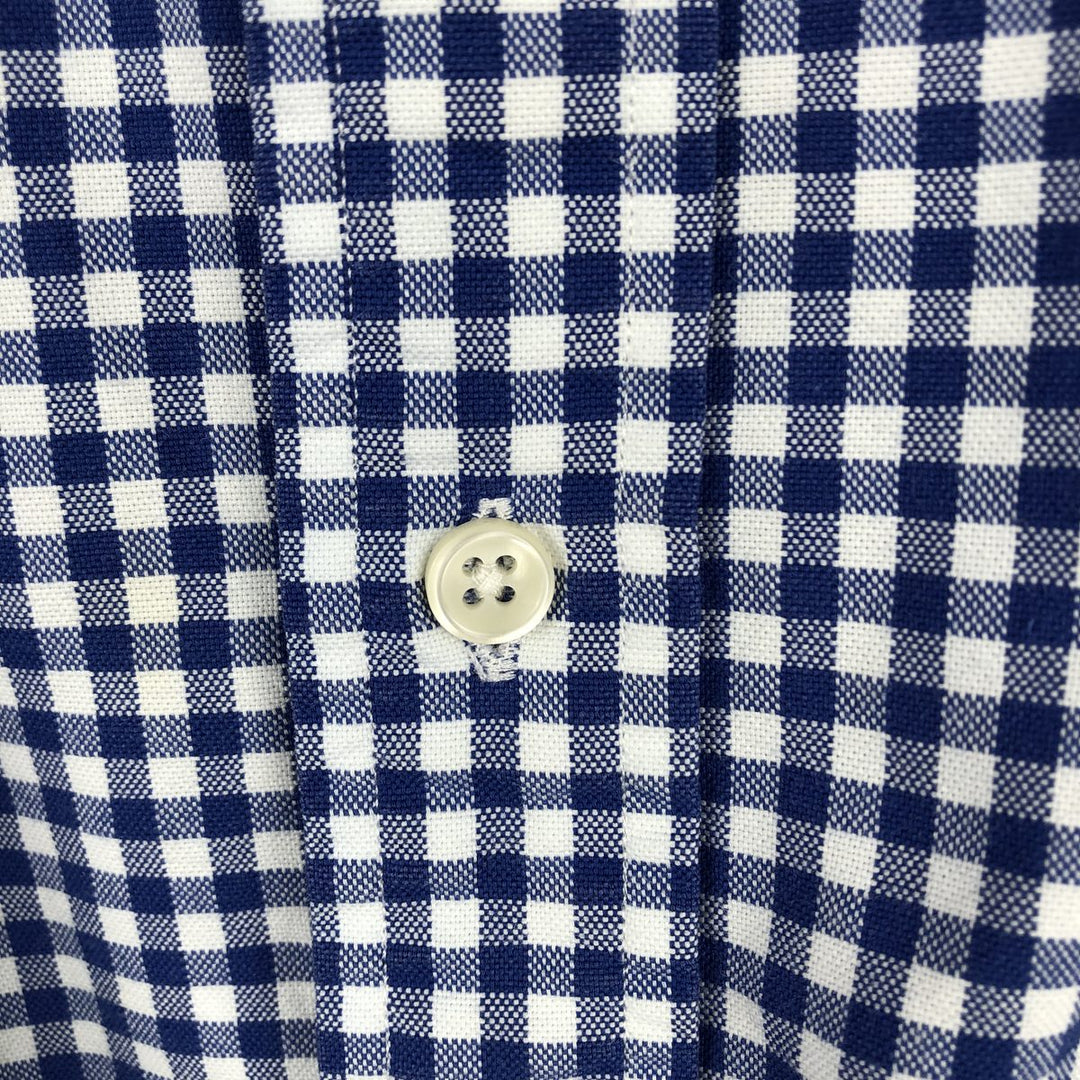 Ralph Lauren Gingham Check Long Sleeve Button-Down Check Shirt, Men's Size L cotton blue type Vintage Second Hand