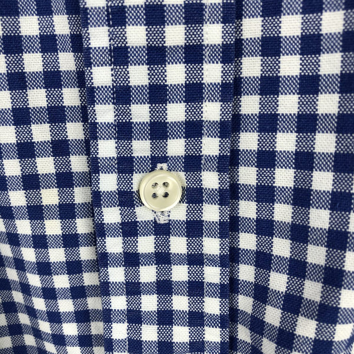 Ralph Lauren Gingham Check Long Sleeve Button-Down Check Shirt, Men's Size L cotton blue type Vintage Second Hand