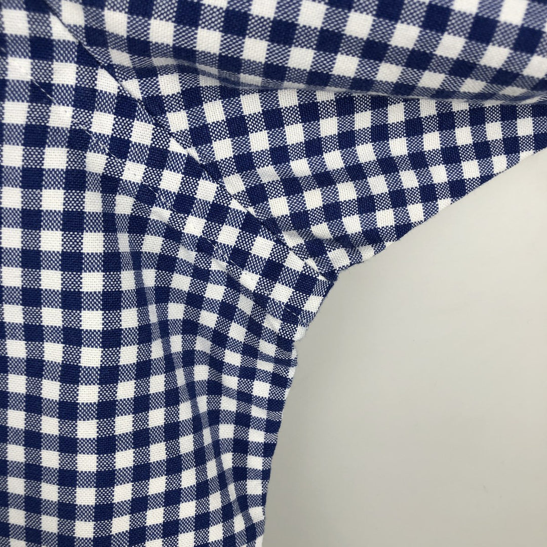 Ralph Lauren Gingham Check Long Sleeve Button-Down Check Shirt, Men's Size L cotton blue type Vintage Second Hand
