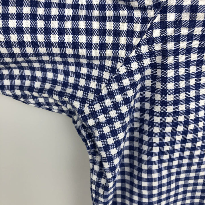 Ralph Lauren Gingham Check Long Sleeve Button-Down Check Shirt, Men's Size L cotton blue type Vintage Second Hand