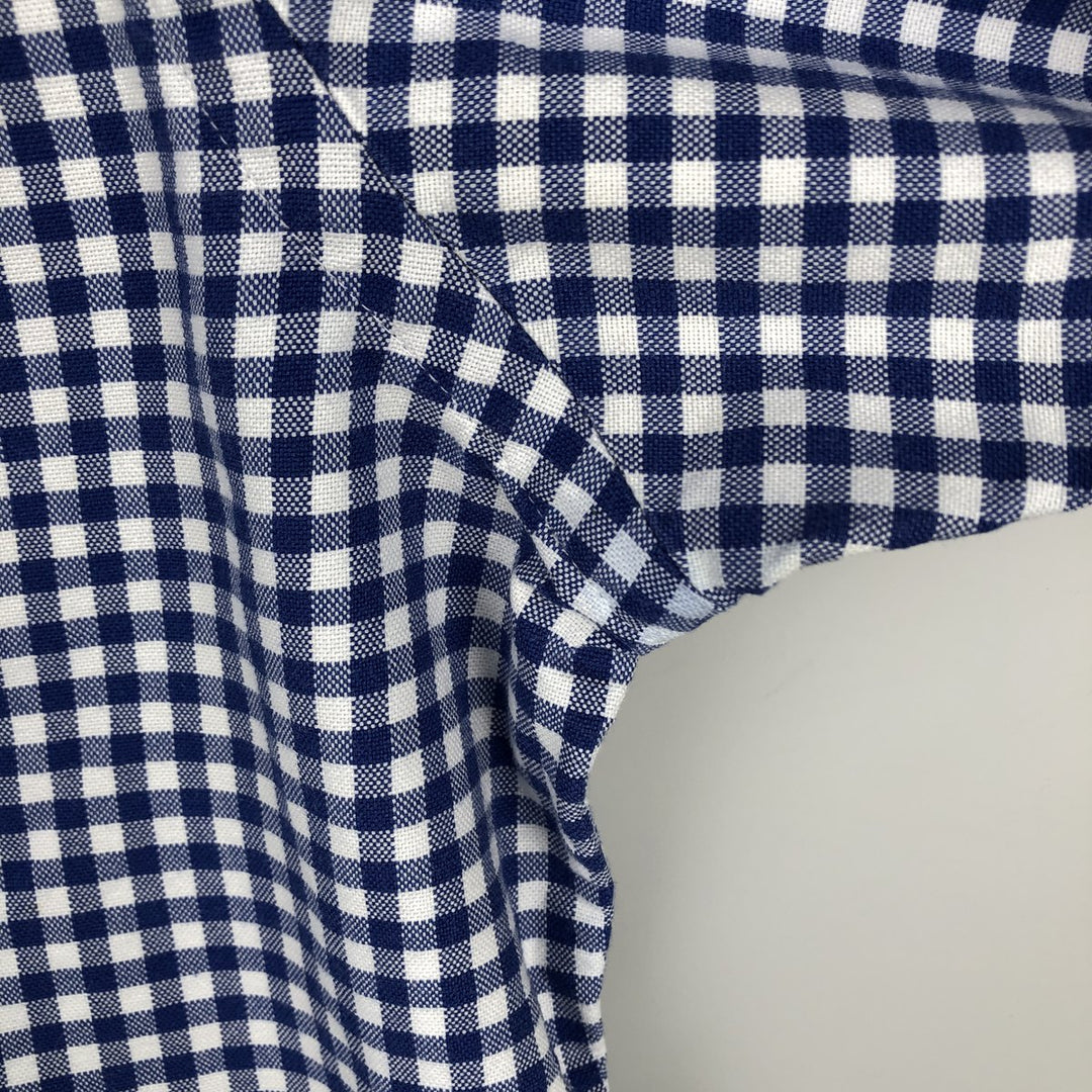 Ralph Lauren Gingham Check Long Sleeve Button-Down Check Shirt, Men's Size L cotton blue type Vintage Second Hand