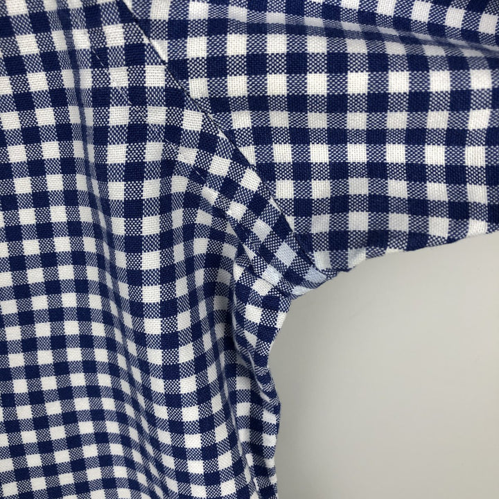 Ralph Lauren Gingham Check Long Sleeve Button-Down Check Shirt, Men's Size L cotton blue type Vintage Second Hand