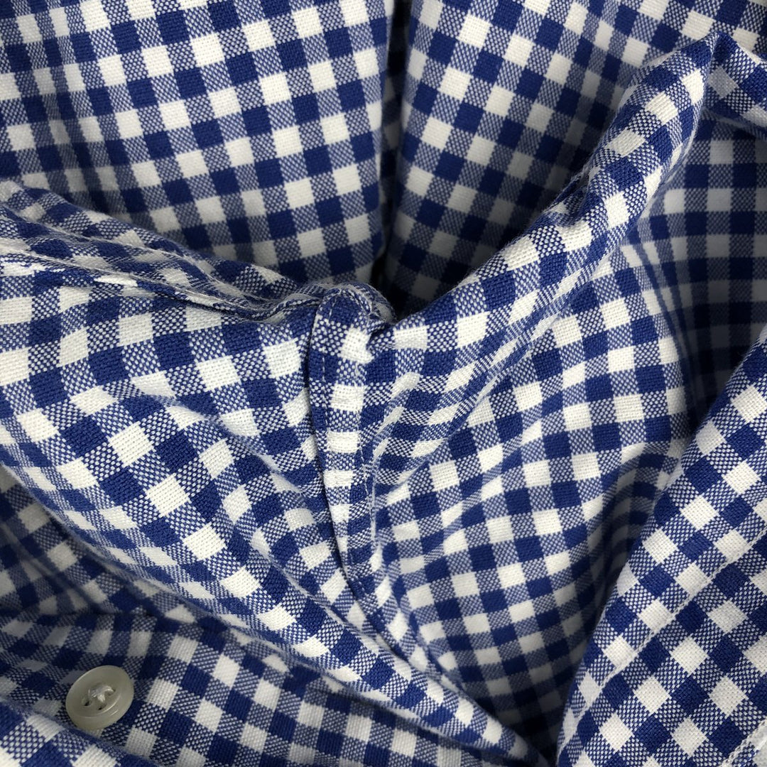 Ralph Lauren Gingham Check Long Sleeve Button-Down Check Shirt, Men's Size L cotton blue type Vintage Second Hand