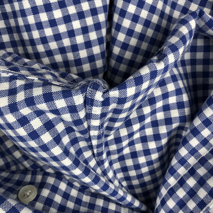 Ralph Lauren Gingham Check Long Sleeve Button-Down Check Shirt, Men's Size L cotton blue type Vintage Second Hand