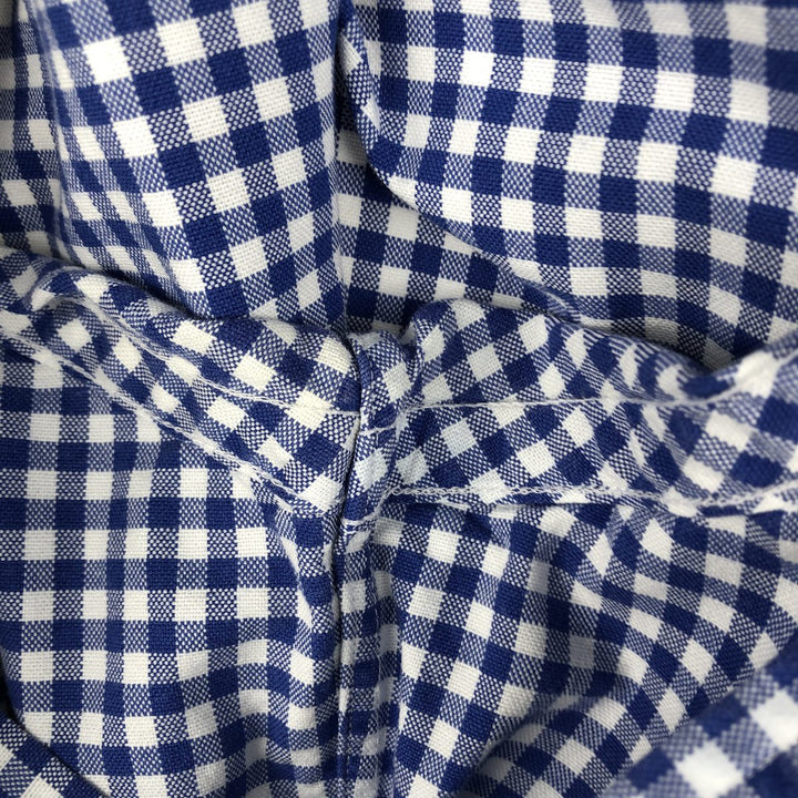 Ralph Lauren Gingham Check Long Sleeve Button-Down Check Shirt, Men's Size L cotton blue type Vintage Second Hand
