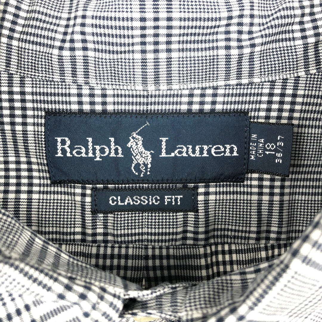 Ralph Lauren Classic Fit Long Sleeve Button Down Check Shirt Men's XXL cotton black type Vintage Second Hand
