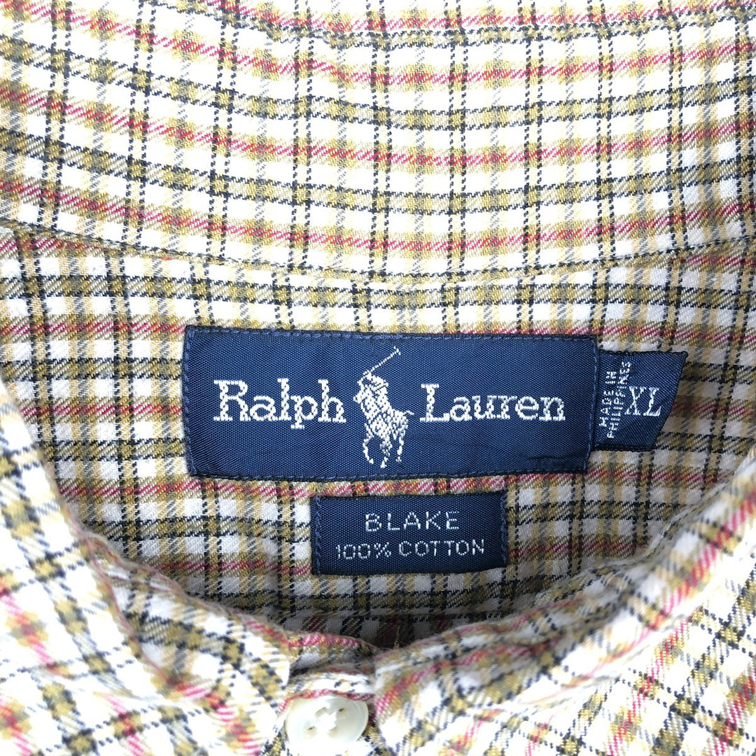 Ralph Lauren CUSTOM FIT long sleeve button down check shirt men's XL size cotton brown type Vintage Second Hand