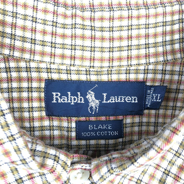 Ralph Lauren CUSTOM FIT long sleeve button down check shirt men's XL size cotton brown type Vintage Second Hand