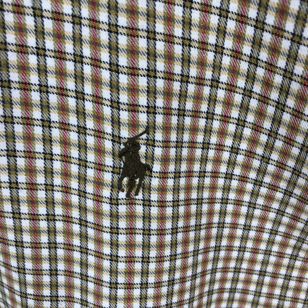 Ralph Lauren CUSTOM FIT long sleeve button down check shirt men's XL size cotton brown type Vintage Second Hand
