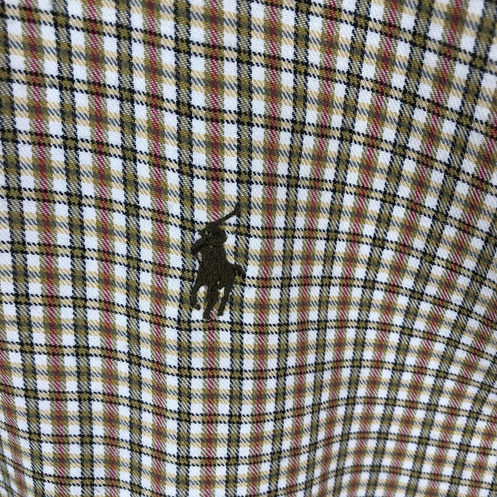 Ralph Lauren CUSTOM FIT long sleeve button down check shirt men's XL size cotton brown type Vintage Second Hand