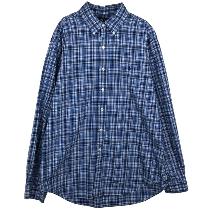 Ralph Lauren Classic Fit Long Sleeve Button Down Check Shirt, Men's Size L cotton Blue type light blue Vintage Second Hand