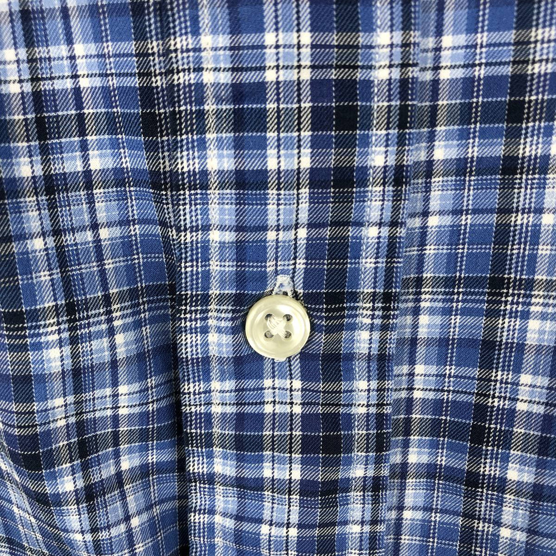 Ralph Lauren Classic Fit Long Sleeve Button Down Check Shirt, Men's Size L cotton Blue type light blue Vintage Second Hand
