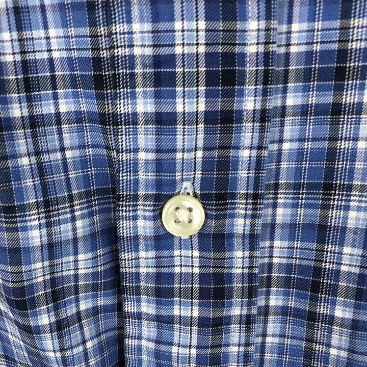 Ralph Lauren Classic Fit Long Sleeve Button Down Check Shirt, Men's Size L cotton Blue type light blue Vintage Second Hand