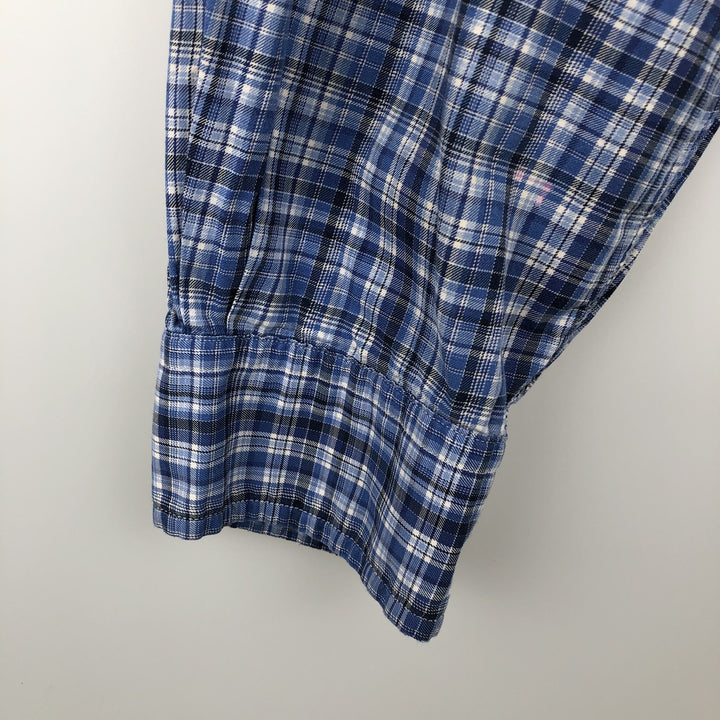 Ralph Lauren Classic Fit Long Sleeve Button Down Check Shirt, Men's Size L cotton Blue type light blue Vintage Second Hand