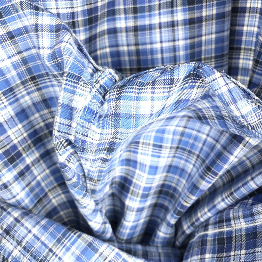 Ralph Lauren Classic Fit Long Sleeve Button Down Check Shirt, Men's Size L cotton Blue type light blue Vintage Second Hand