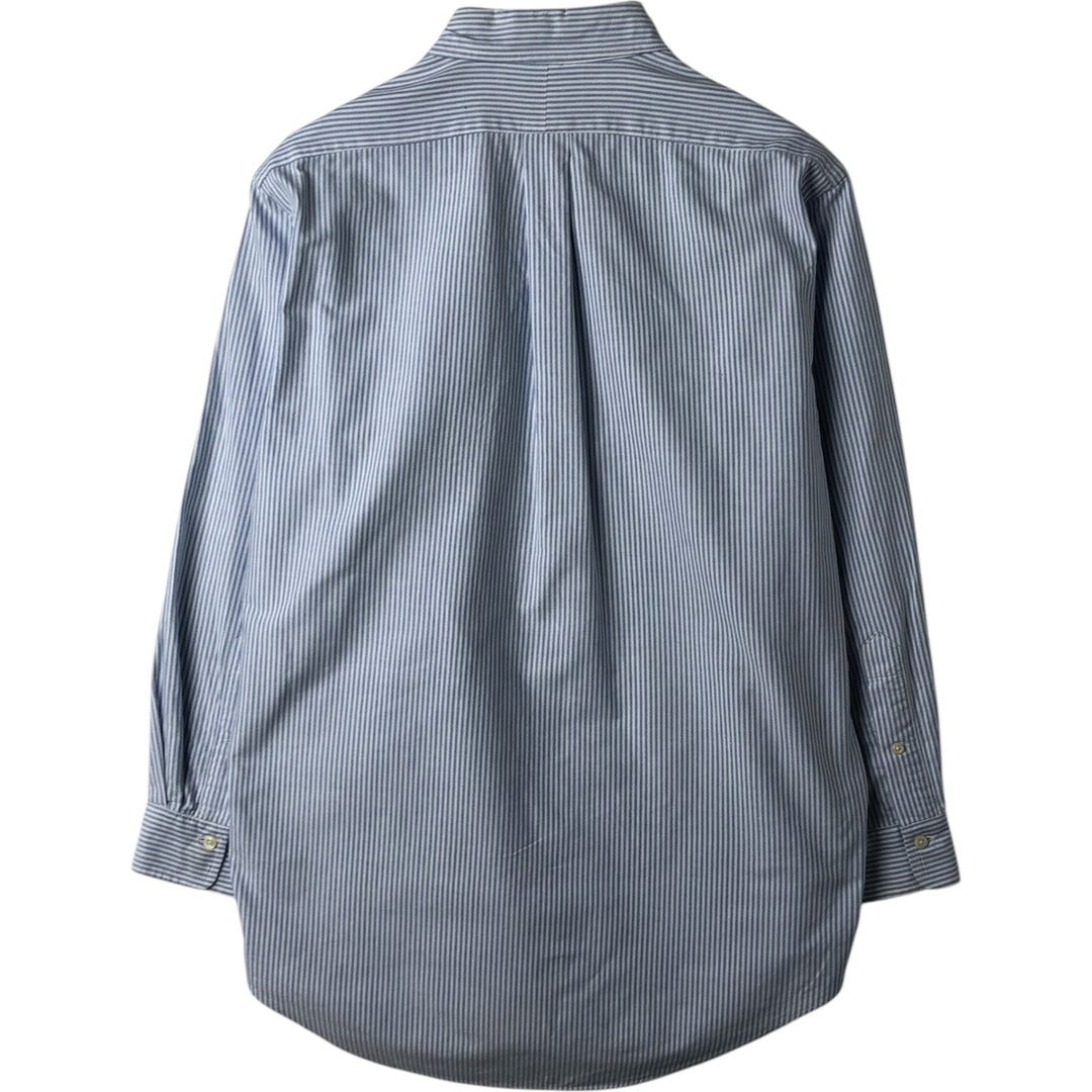 Ralph Lauren Striped Pattern Long-Sleeve Button-Down Striped Shirt, Men's Size M (approx.) cotton Blue type light blue Vintage Second Hand
