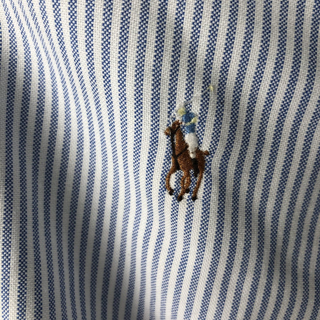 Ralph Lauren Striped Pattern Long-Sleeve Button-Down Striped Shirt, Men's Size M (approx.) cotton Blue type light blue Vintage Second Hand