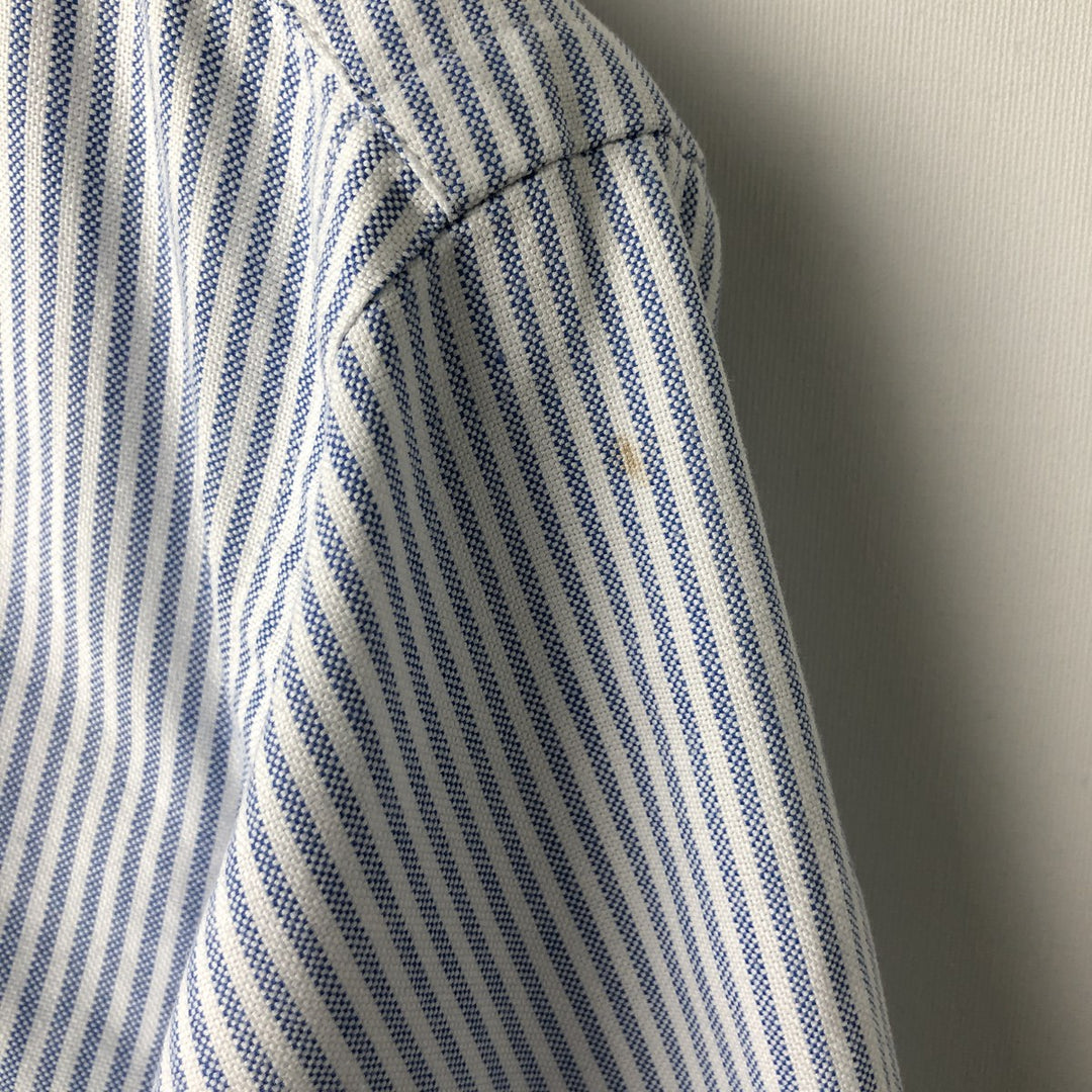 Ralph Lauren Striped Pattern Long-Sleeve Button-Down Striped Shirt, Men's Size M (approx.) cotton Blue type light blue Vintage Second Hand