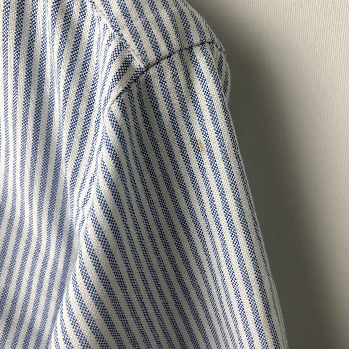 Ralph Lauren Striped Pattern Long-Sleeve Button-Down Striped Shirt, Men's Size M (approx.) cotton Blue type light blue Vintage Second Hand
