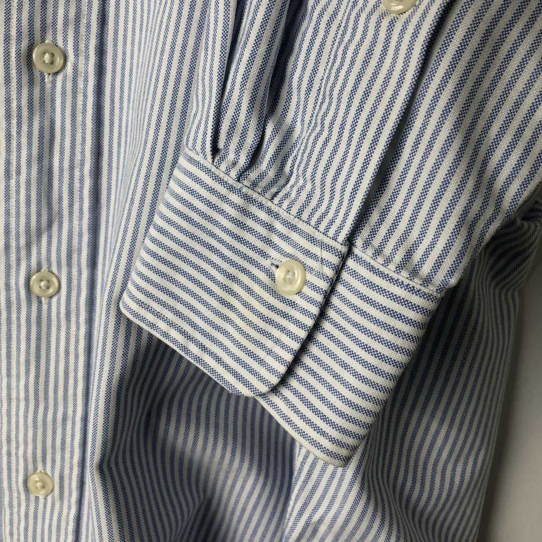 Ralph Lauren Striped Pattern Long-Sleeve Button-Down Striped Shirt, Men's Size M (approx.) cotton Blue type light blue Vintage Second Hand