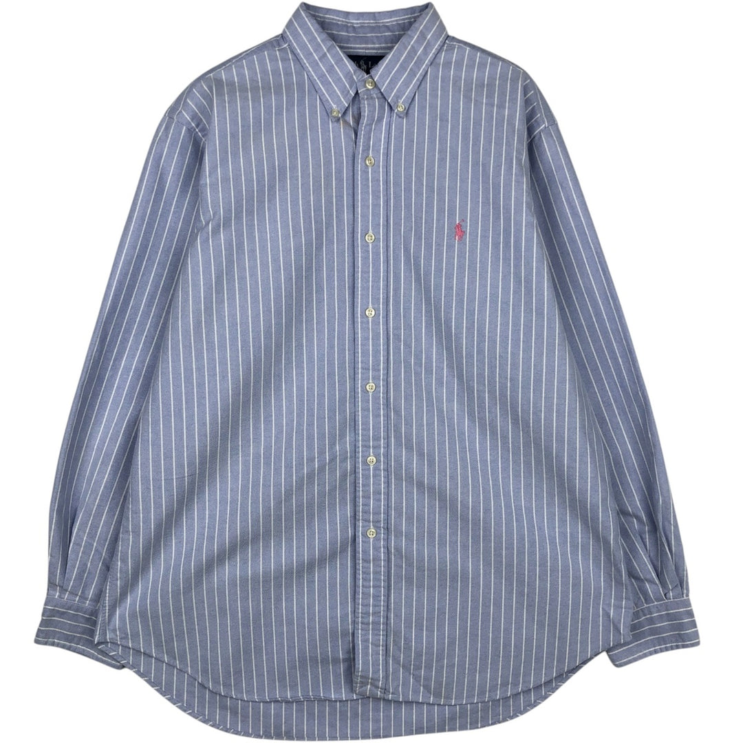 Ralph Lauren Classic Fit Long Sleeve Button Down Striped Shirt, Men's Size L cotton blue type Vintage Second Hand