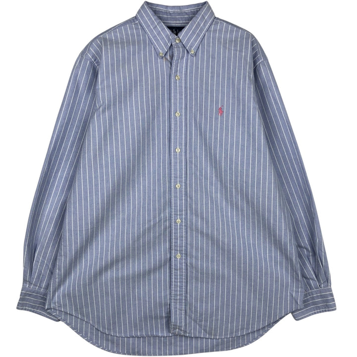 Ralph Lauren Classic Fit Long Sleeve Button Down Striped Shirt, Men's Size L cotton blue type Vintage Second Hand