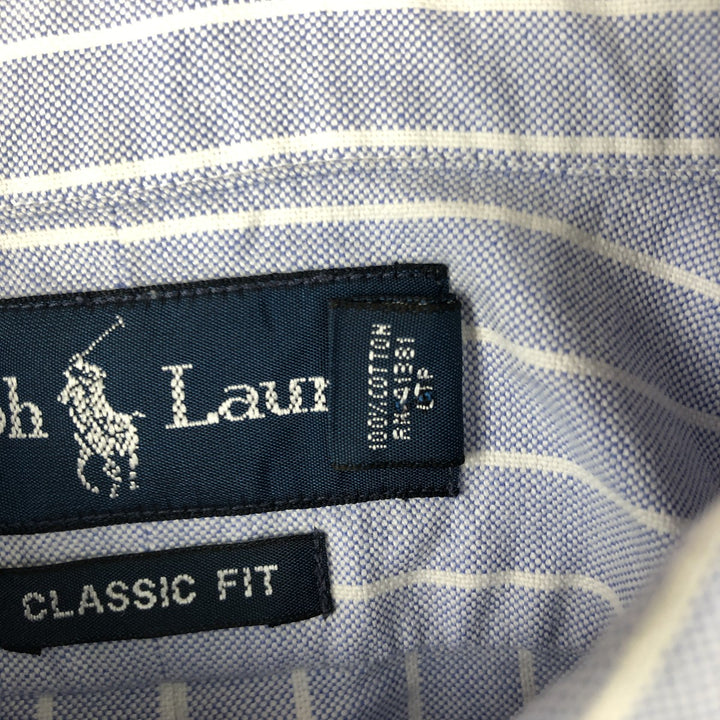 Ralph Lauren Classic Fit Long Sleeve Button Down Striped Shirt, Men's Size L cotton blue type Vintage Second Hand