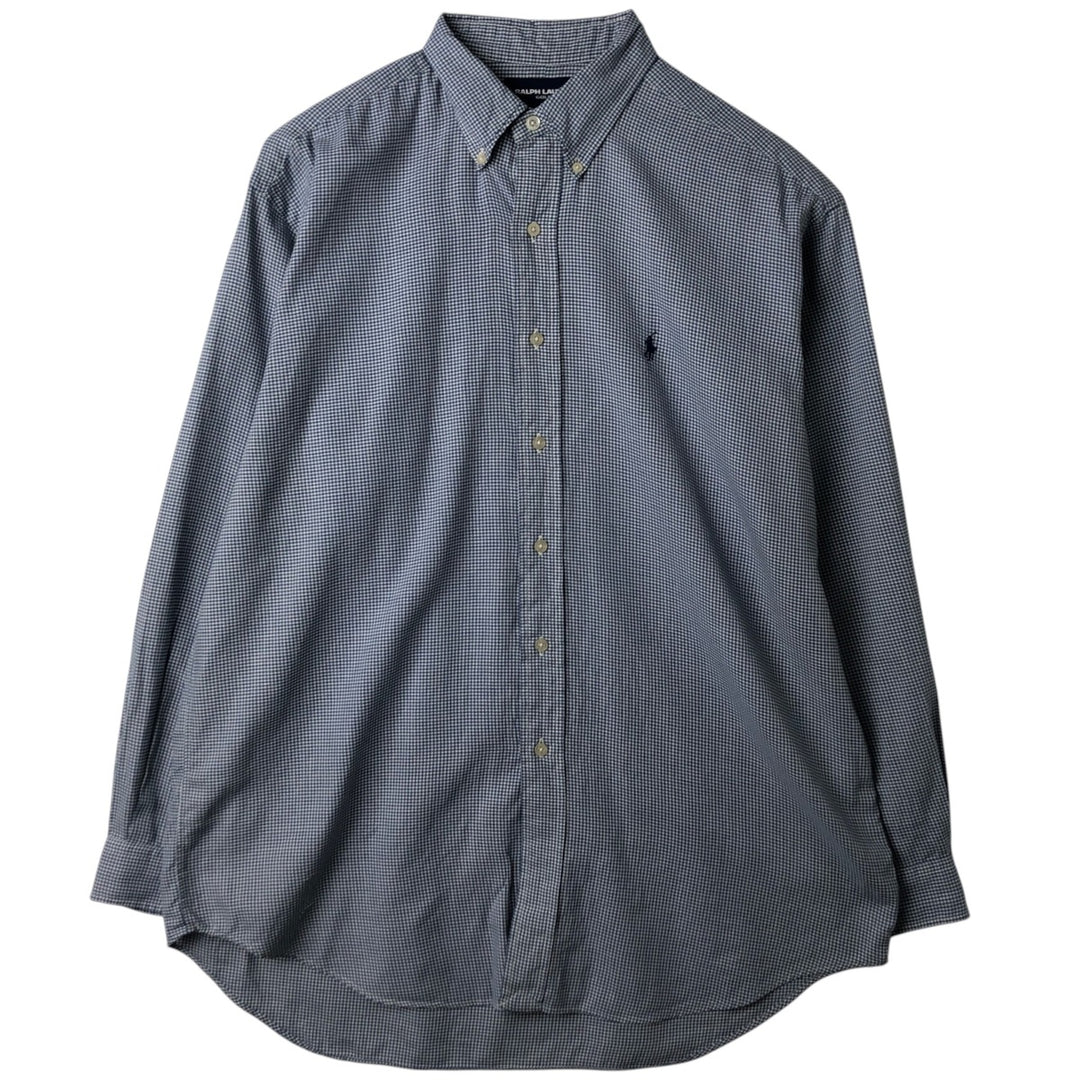Ralph Lauren GOLF TILDEN Gingham Check Long-Sleeve Button-Down Check Shirt, Men's Size L (approx.) cotton blue type Vintage Second Hand