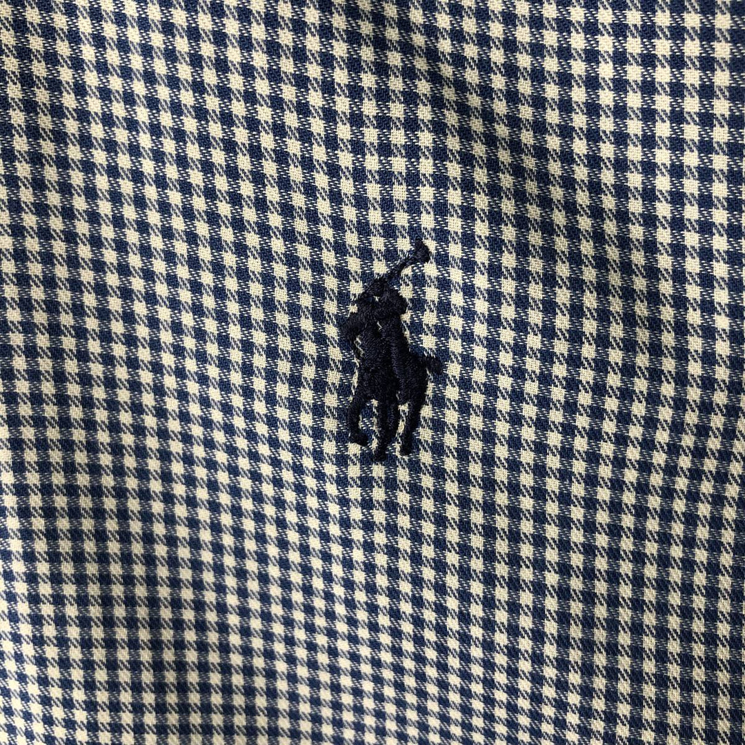 Ralph Lauren GOLF TILDEN Gingham Check Long-Sleeve Button-Down Check Shirt, Men's Size L (approx.) cotton blue type Vintage Second Hand