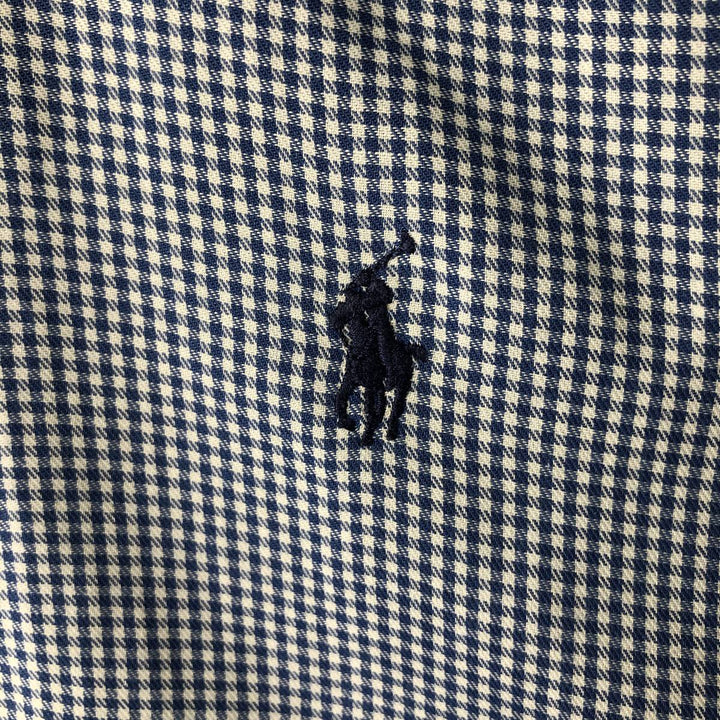 Ralph Lauren GOLF TILDEN Gingham Check Long-Sleeve Button-Down Check Shirt, Men's Size L (approx.) cotton blue type Vintage Second Hand