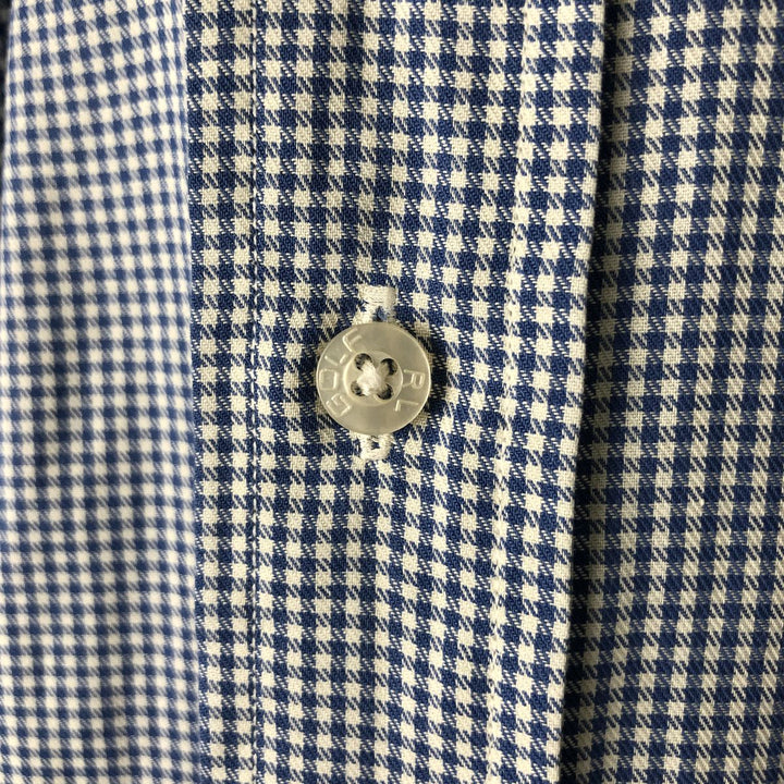 Ralph Lauren GOLF TILDEN Gingham Check Long-Sleeve Button-Down Check Shirt, Men's Size L (approx.) cotton blue type Vintage Second Hand