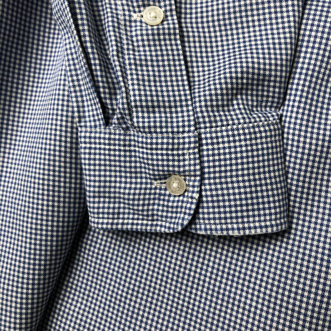 Ralph Lauren GOLF TILDEN Gingham Check Long-Sleeve Button-Down Check Shirt, Men's Size L (approx.) cotton blue type Vintage Second Hand