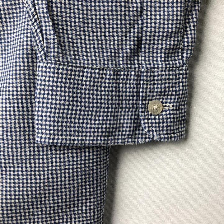 Ralph Lauren GOLF TILDEN Gingham Check Long-Sleeve Button-Down Check Shirt, Men's Size L (approx.) cotton blue type Vintage Second Hand