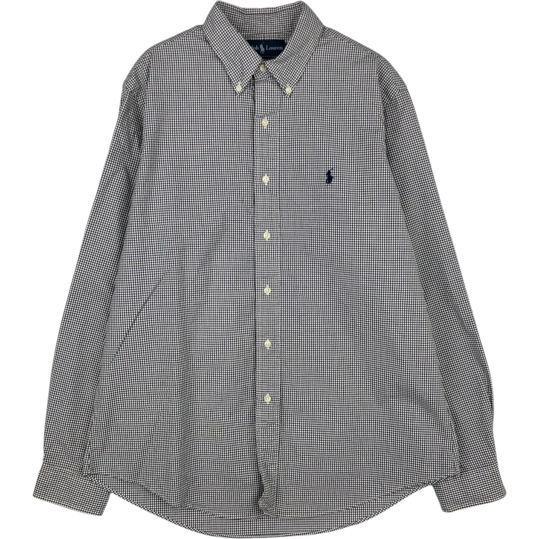 Ralph Lauren CUSTOM FIT Gingham Check Long Sleeve Button Down Check Shirt Men's L size cotton black type Vintage Second Hand