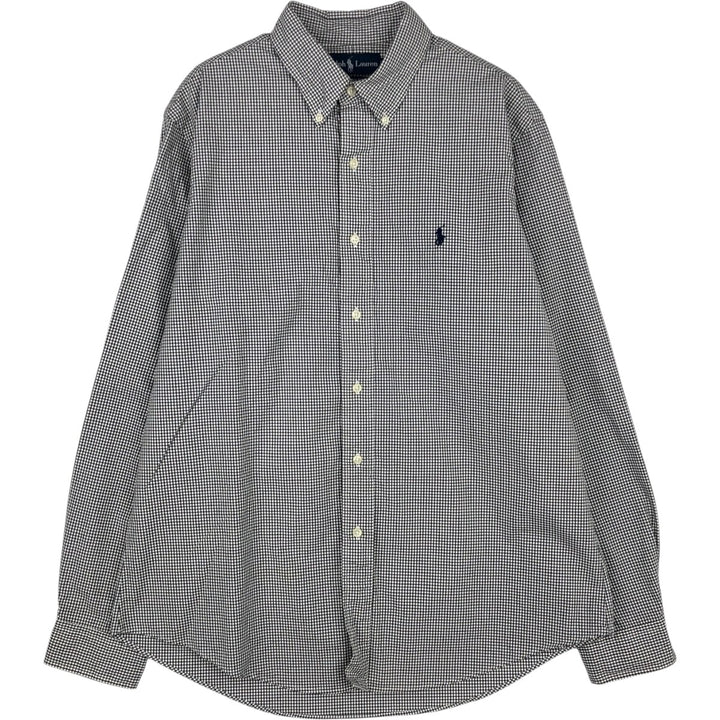 Ralph Lauren CUSTOM FIT Gingham Check Long Sleeve Button Down Check Shirt Men's L size cotton black type Vintage Second Hand
