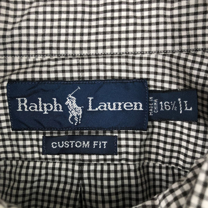 Ralph Lauren CUSTOM FIT Gingham Check Long Sleeve Button Down Check Shirt Men's L size cotton black type Vintage Second Hand