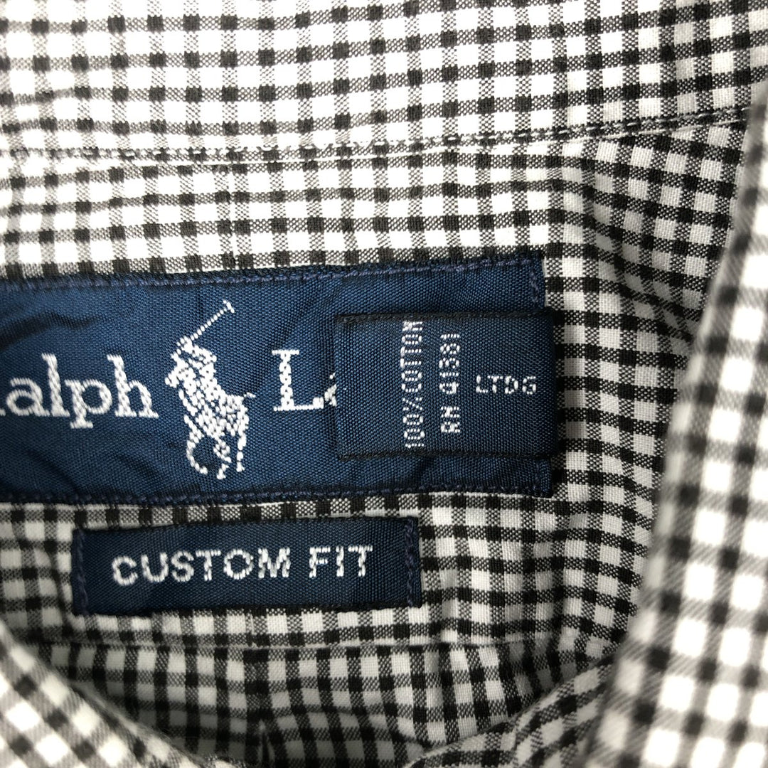 Ralph Lauren CUSTOM FIT Gingham Check Long Sleeve Button Down Check Shirt Men's L size cotton black type Vintage Second Hand