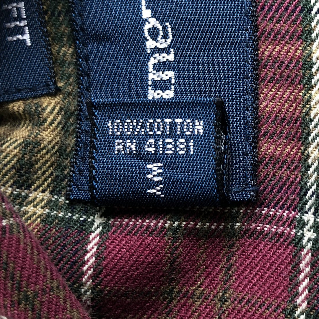 Ralph Lauren Classic Fit Long Sleeve Button Down Check Shirt Men's Size L cotton wine-red Vintage Second Hand