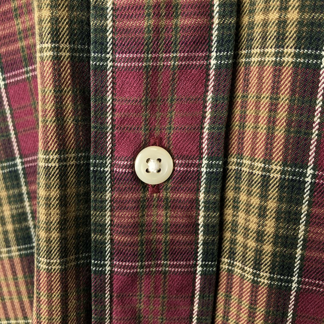 Ralph Lauren Classic Fit Long Sleeve Button Down Check Shirt Men's Size L cotton wine-red Vintage Second Hand