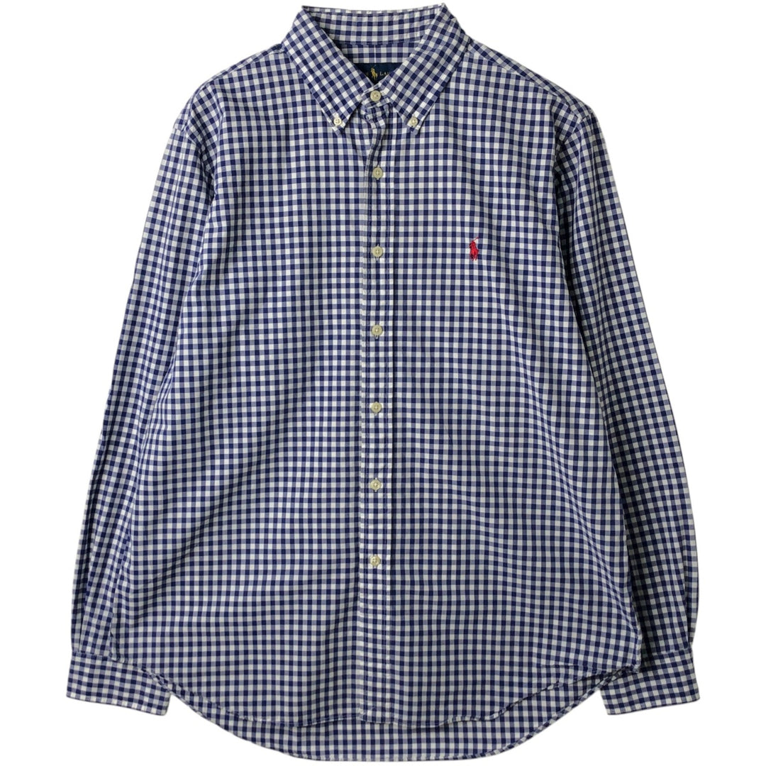 Ralph Lauren POLO RALPH LAUREN Long-Sleeve Button-Down Check Shirt, Men's Size L (approx.) cotton Purple type blue-purple Vintage Second Hand