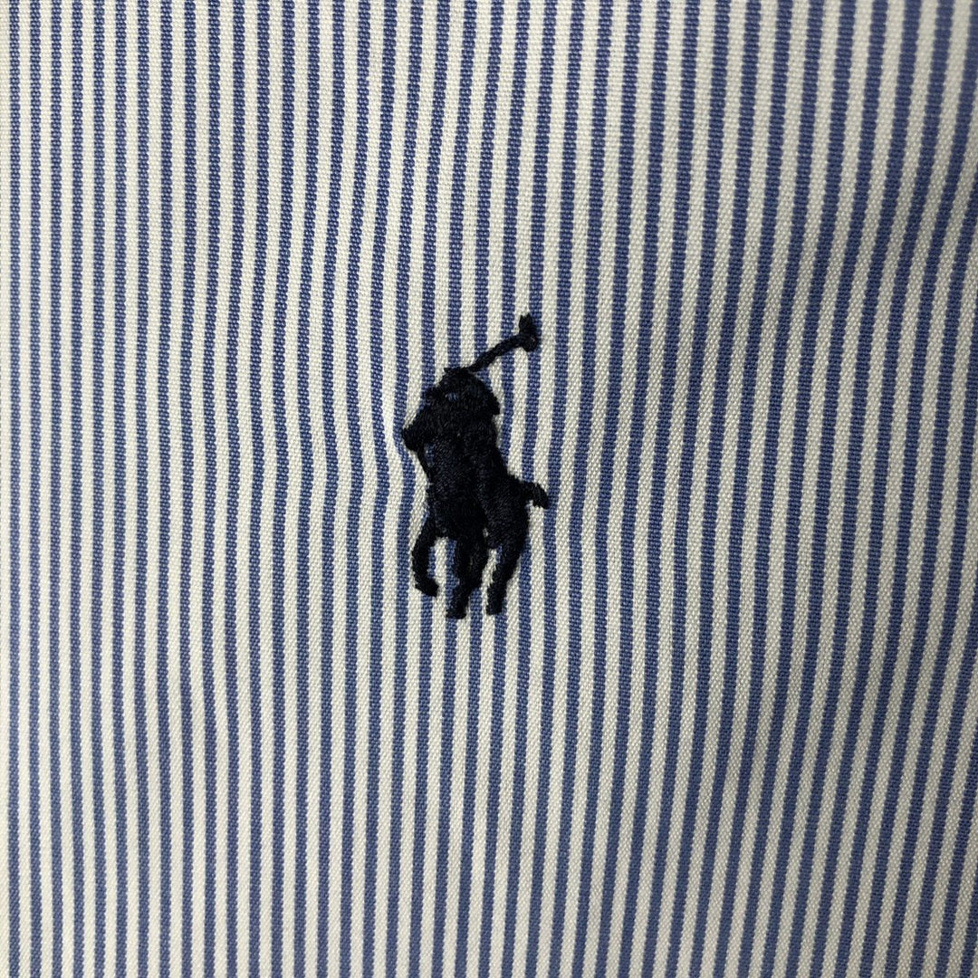 Ralph Lauren BLAKE Stripe Pattern Long-Sleeve Button-Down Stripe Shirt, Men's Size L (approx.) cotton blue type Vintage Second Hand