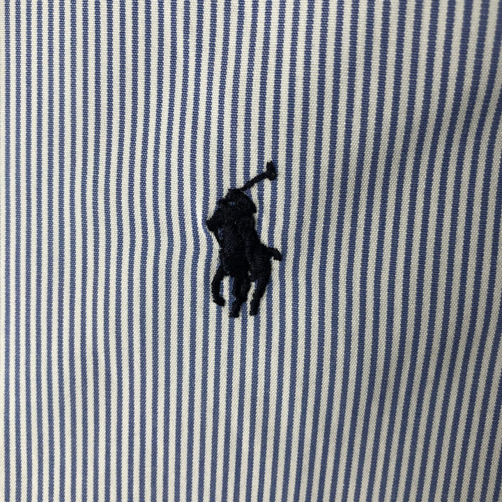 Ralph Lauren BLAKE Stripe Pattern Long-Sleeve Button-Down Stripe Shirt, Men's Size L (approx.) cotton blue type Vintage Second Hand