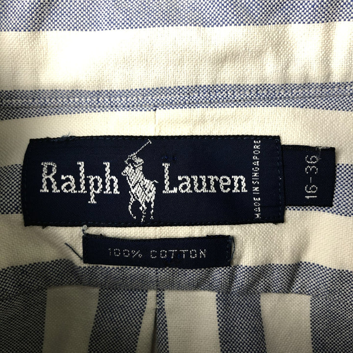 Ralph Lauren long sleeve button down striped shirt, men's size L cotton Purple type blue-purple Vintage Second Hand