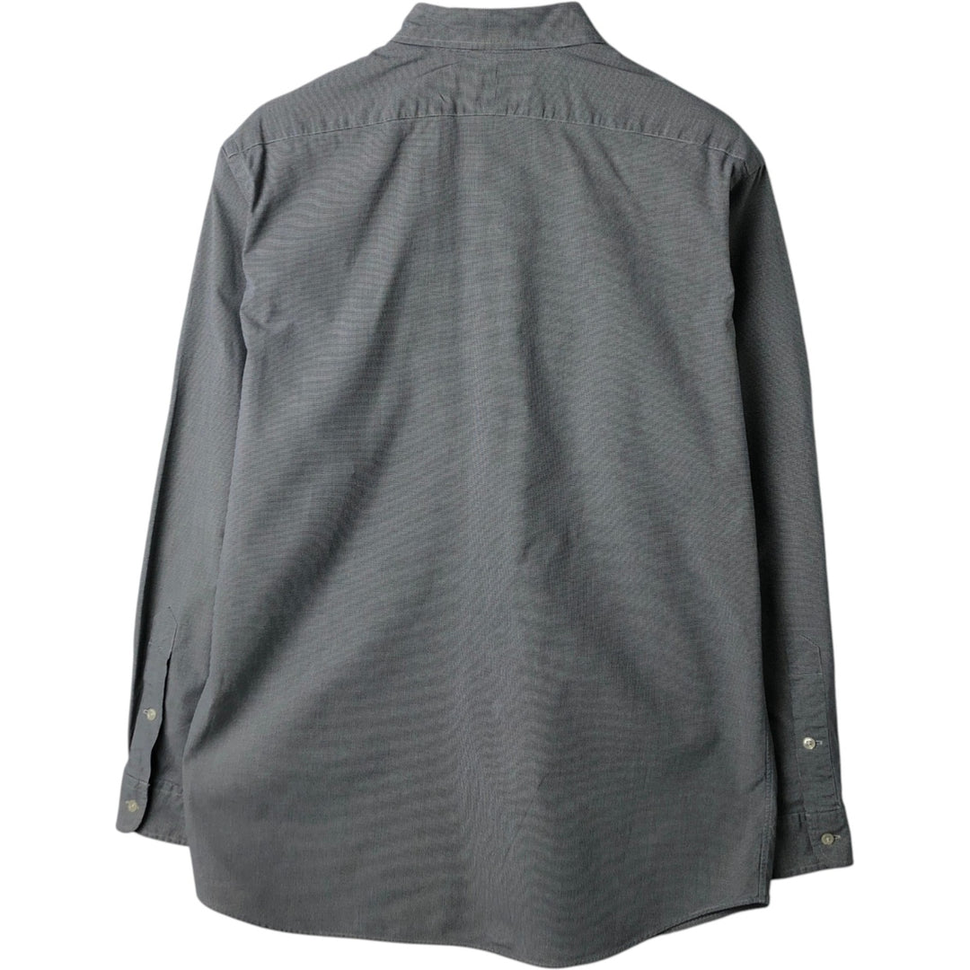 Ralph Lauren ELLINGTON Houndstooth Pattern Long-Sleeve Button-Down Shirt, Men's Size L (approx.) cotton gray type Vintage Second Hand